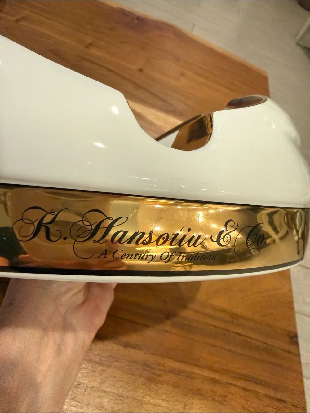 Gurkha Limited Edition White & Gold Ashtray by K. Hansotia & Comp.